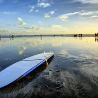 Sunset surfing at Kuta beach